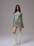 Rhinestone One-Shoulder Long-Sleeve T-Shirt