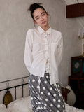 Solid Color Shell Button Fitted Shirt