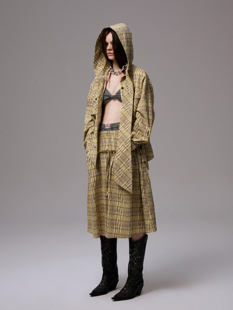 Plaid Hooded Shirt