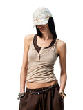 Double-layer Fake Two-piece Color-Blocking Vest