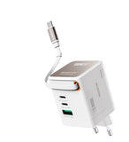 Зарядное устройство MICRODIA SMARTCube™ POWERCord мощностью 100 Вт с GaN Pro, встроенным кабелем USB-C и двумя выходами USB-C PD и USB-A 