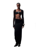 Hollow-Out Knitted Cropped Long-Sleeve Cover-Up