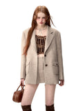 Coffee-Colored Suit Jacket & Skirt Set