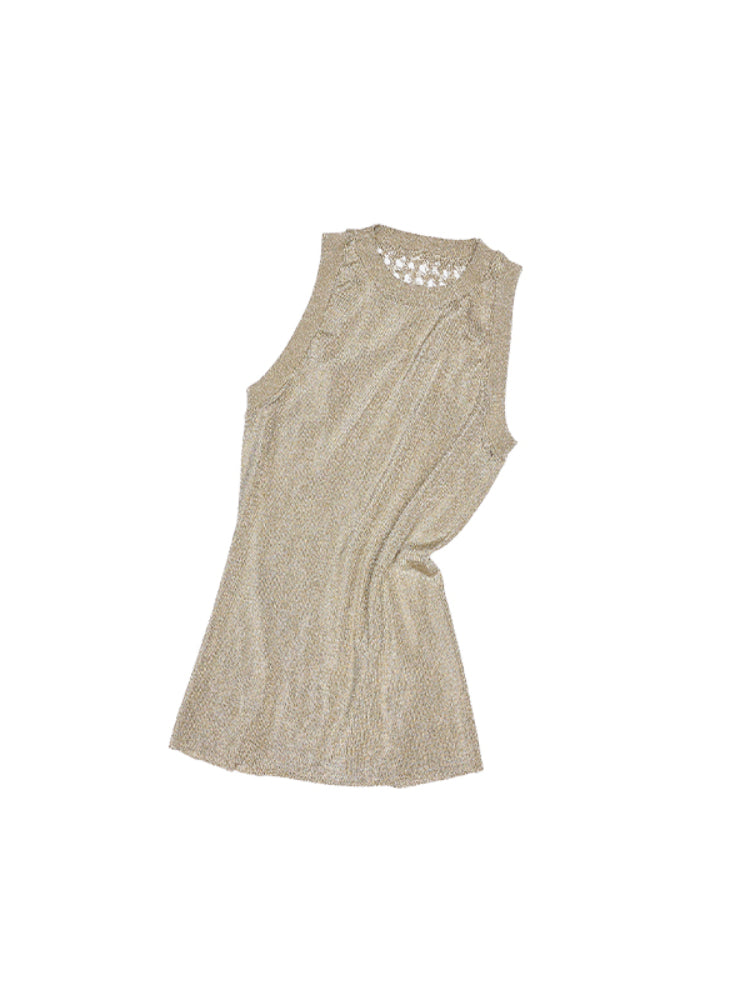 Hollow Out Cable Knit Sleeveless Tank Top