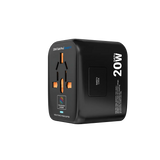 MICRODIA 1WorldAdapter™ PD20W GaN Pro™ с 2 портами USB-C PD3.2 и 2 портами USB-A QC4+ PPS для быстрой зарядки