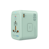 MICRODIA 1WorldAdapter™ PD45W GaN Pro™ с 3 портами USB-C PD3.2 и USB-A QC4+ PPS с быстрой зарядкой