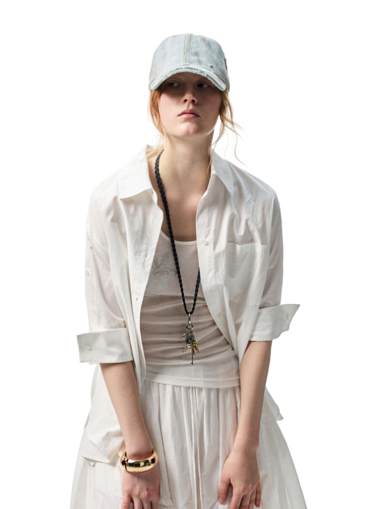 Mid Sleeve Loose-fit Shirt & Skirt Set
