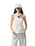 High-Elastic V-Neck Knotted Acetate Camisole