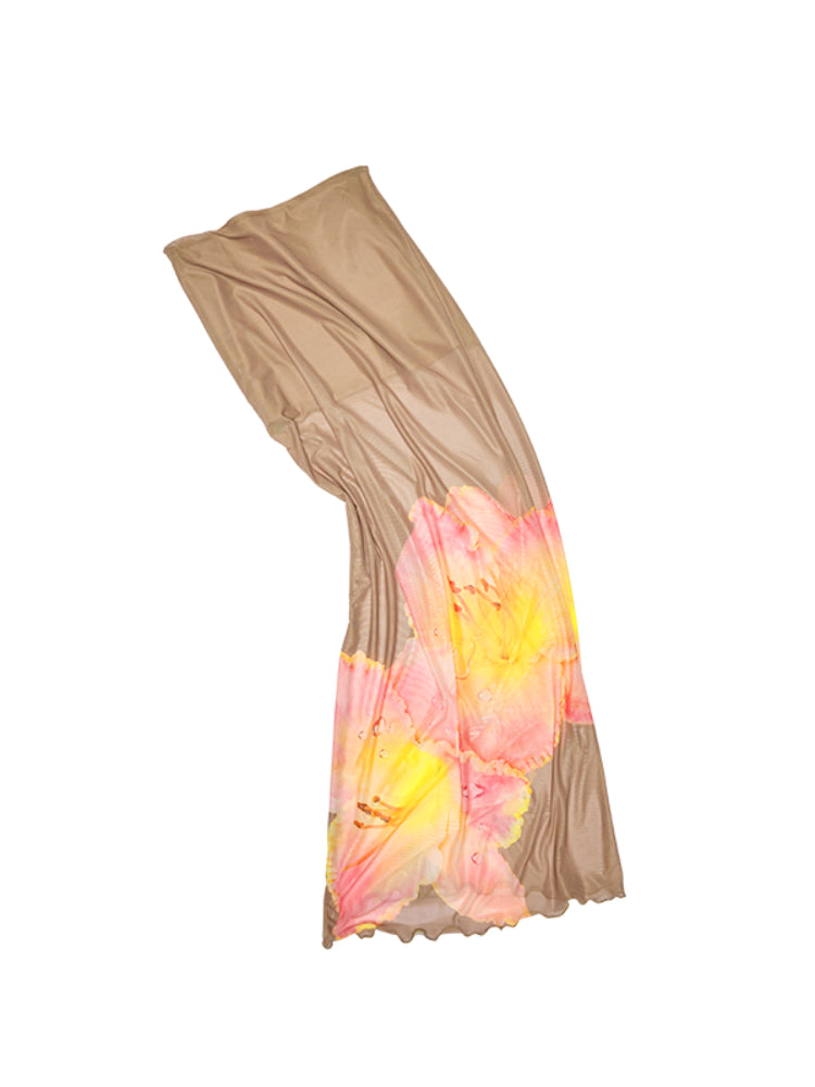 Floral Print Rhinestone Mesh Vest