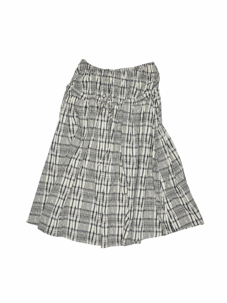 Plaid Halter Neck Backless Tank Top & Midi Skirt Set