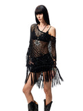 Hollow Out One-Piece Fringed Knit Shrug