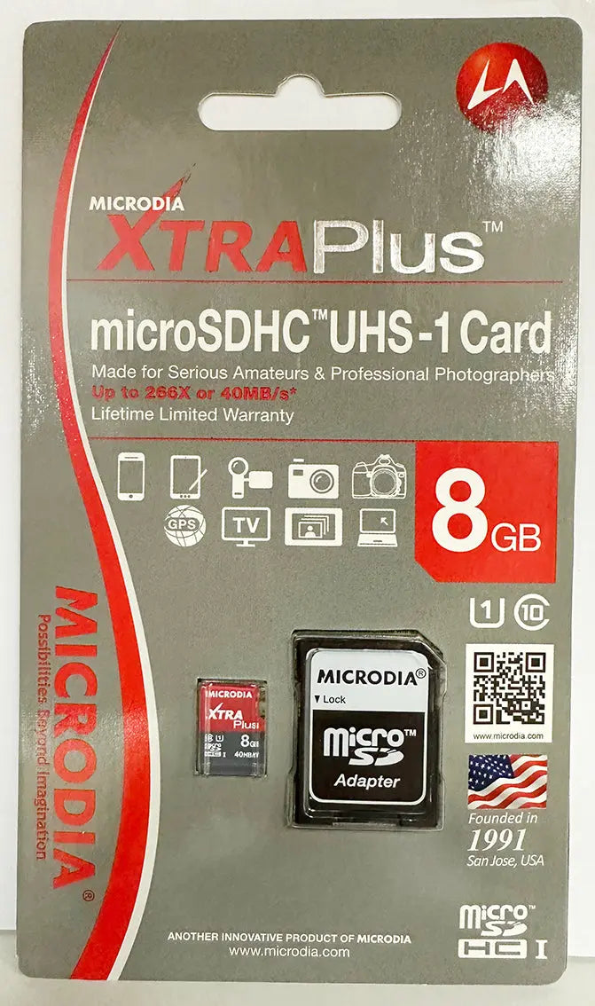 MICRODIA XTRA Plus™, Micro SDHC, карта UHS-1, 8 ГБ + адаптер