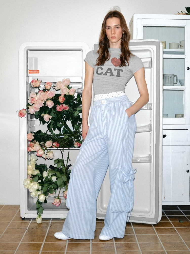 "I ? CAT" Rhinestone Fitted T-shirt