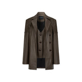 Structured Laced Leather Blazer