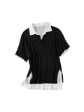 Oversized Fake Two-piece Polo Shirt