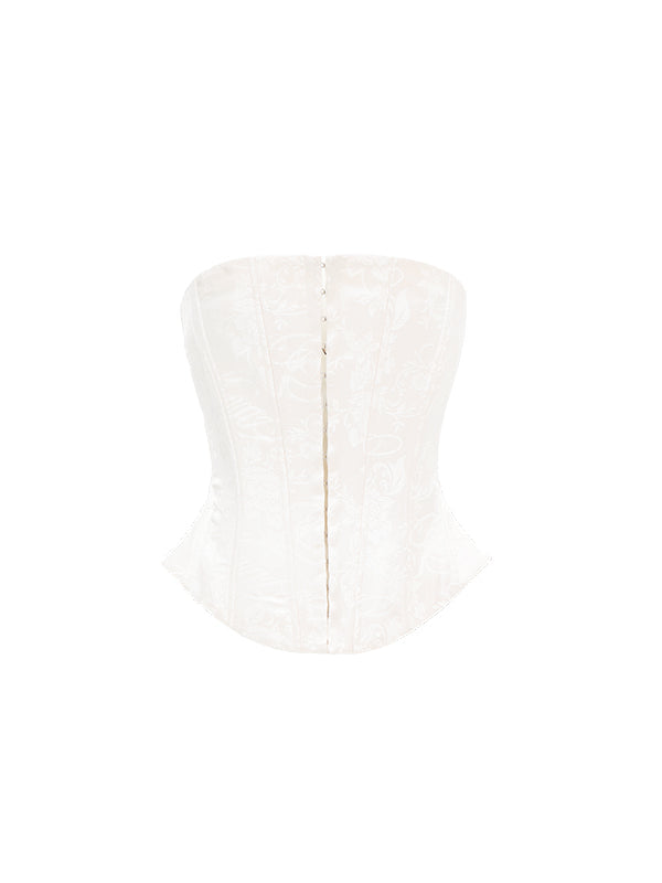 White & Black Jacquard Corset