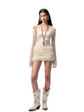 Floral All-Over Printed Big Round Neck Knotted Tank Top