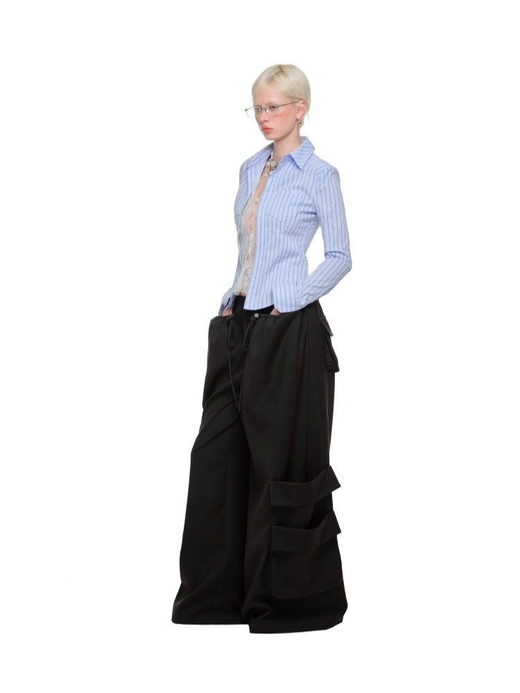 Faux Two-Piece Buttoned Slim Fit Shirt & Skirt Set