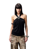 High-Elastic V-Neck Knotted Acetate Camisole