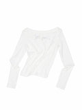 Rhinestone One-Shoulder Long-Sleeve T-Shirt