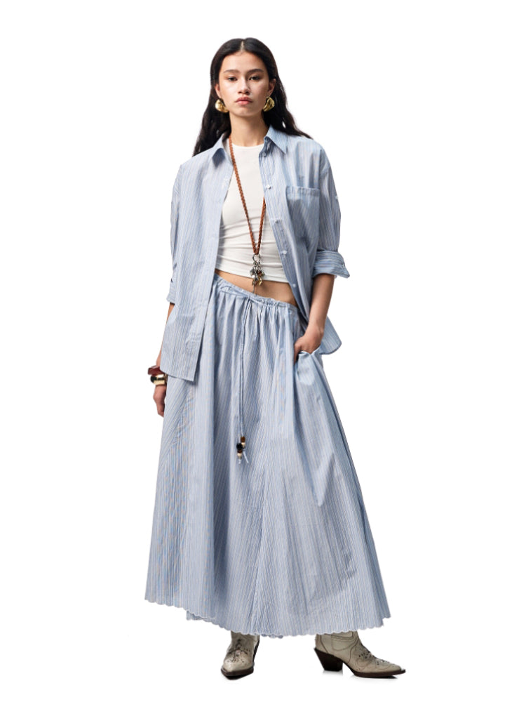 Mid Sleeve Loose-fit Shirt & Skirt Set