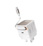 MICRODIA SMARTCube™ POWERCord 35 Вт, настенное зарядное устройство GaN Pro со встроенным кабелем USB-C и выходом для зарядки USB-C 