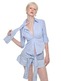 Faux Two-Piece Buttoned Slim Fit Shirt & Skirt Set