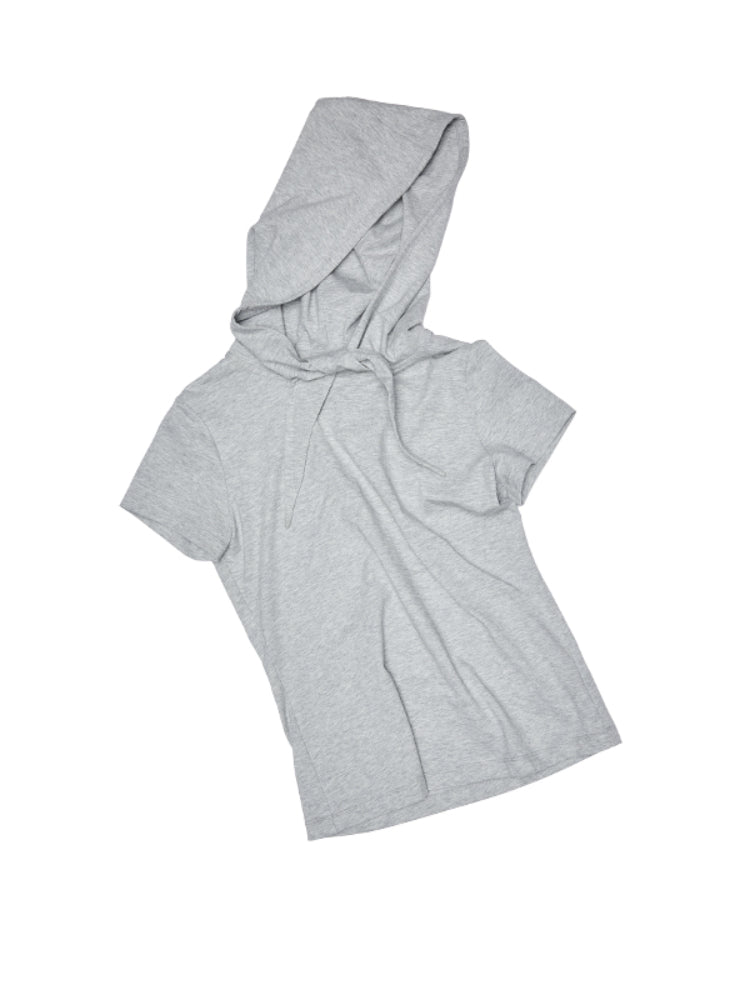 Hooded Bow Solid-Color T-shirt