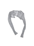 Hollow-Out Knitted Cropped Long-Sleeve Cover-Up