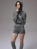 Double-Slider Small Polka Dot Devil Horn Hoodie