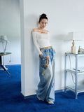 One-Shoulder Beaded Strappy Solid Color?T-Shirt