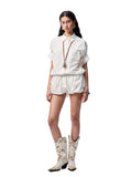 Medium-Sleeve Jacquard Shirt & Shorts Set