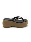 Platform Wedge Leather Flip-Flops