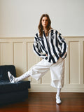 Black & White Striped Polo Shirt