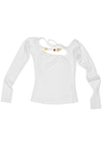 One-Shoulder Beaded Strappy Solid Color?T-Shirt