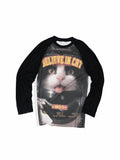 Printed Knitted Raglan-Sleeve T-Shirt