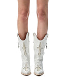 Cowhide Embroidered Mid-Cylinder Western Rider Boots