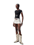 Fake Two-piece Color-Blocking Slightly Sheer T-Shirt