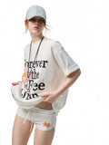 Oversize Floral Alphabet Printed T-shirt