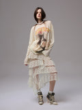 Cat Print Knitted T-shirt