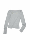 Rhinestone One-Shoulder Long-Sleeve T-Shirt