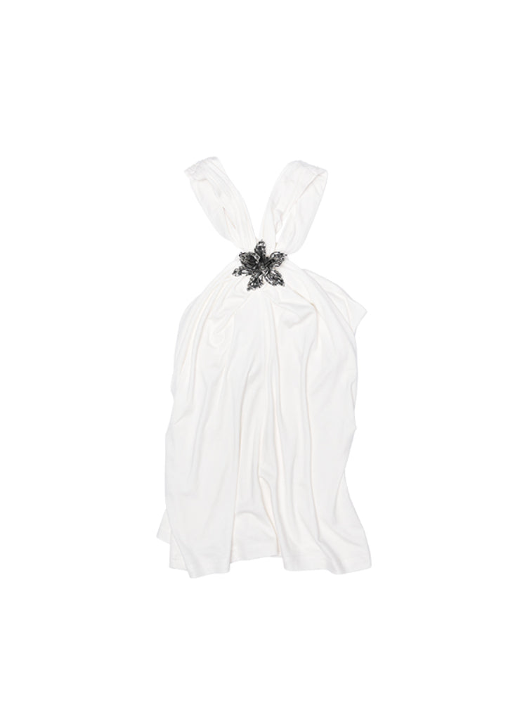 High-Elastic V-Neck Knotted Acetate Camisole