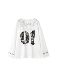 Black & White Lace-trimmed V-neck Satin Jersey