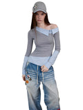 Asymmetric Collar Fake Two-Piece Fitted Blouse