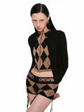 Diamond Pattern Knitted Top & Shorts Set