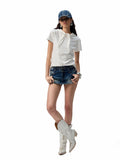 Hooded Bow Solid-Color T-shirt