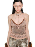 Double-Layer Polka Dot Lace Trim ?Tank Top