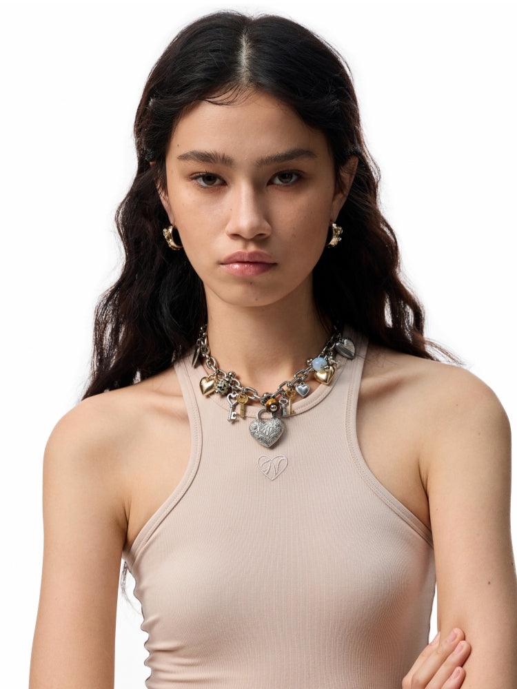 Basic Solid-Color Embroidered Slim-Fit?Vest