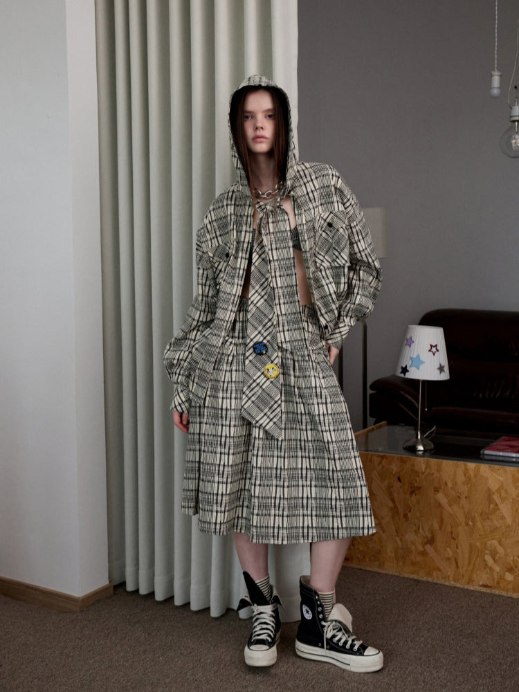 Plaid Hooded Shirt