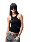 Floral Austrian Rhinestone I-shaped Vest